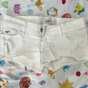 Hollister White Jean Shorts Distressed Cut-Off Style